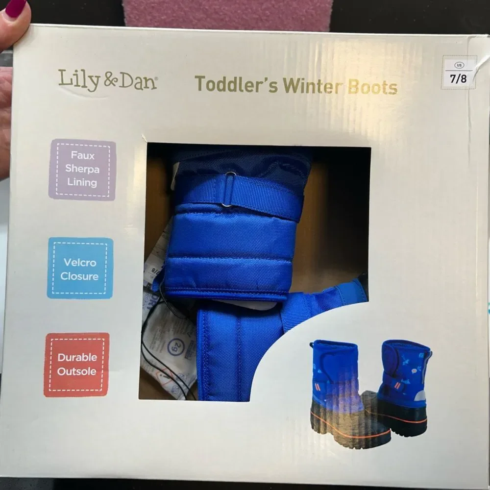 Lily & Dan Children's Blue and Black Snow Boots